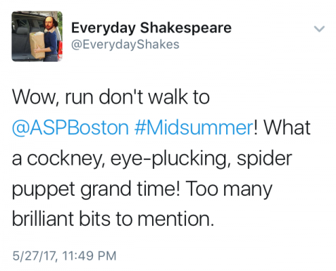 Tweet praising #aspMidsummer